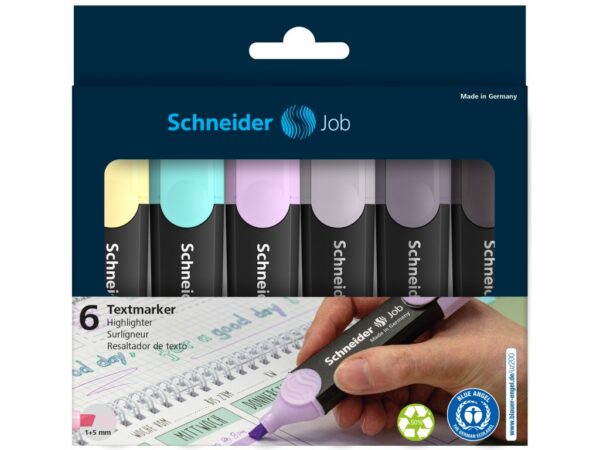 Textmarker Schneider Job 6 cul/set inclusiv gri