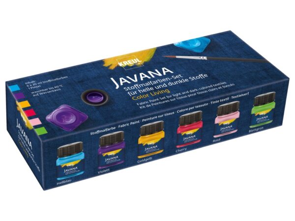 Vopsea pentru textile Javana Color Living Kreul, set 6 buc x 20 ml