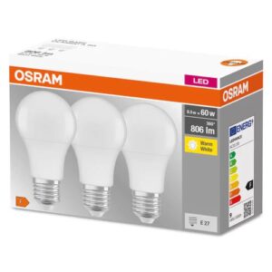 3 Becuri LED Osram Base Classic A, E27, 8.5W (60W), 806 lm - 000004052899955493
