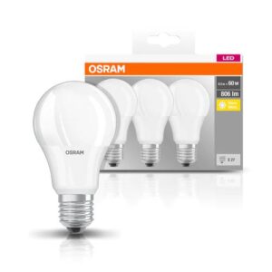 3 Becuri LED Osram Base Classic A, E27, 8.5W (60W), 806 lm - 000004052899955493