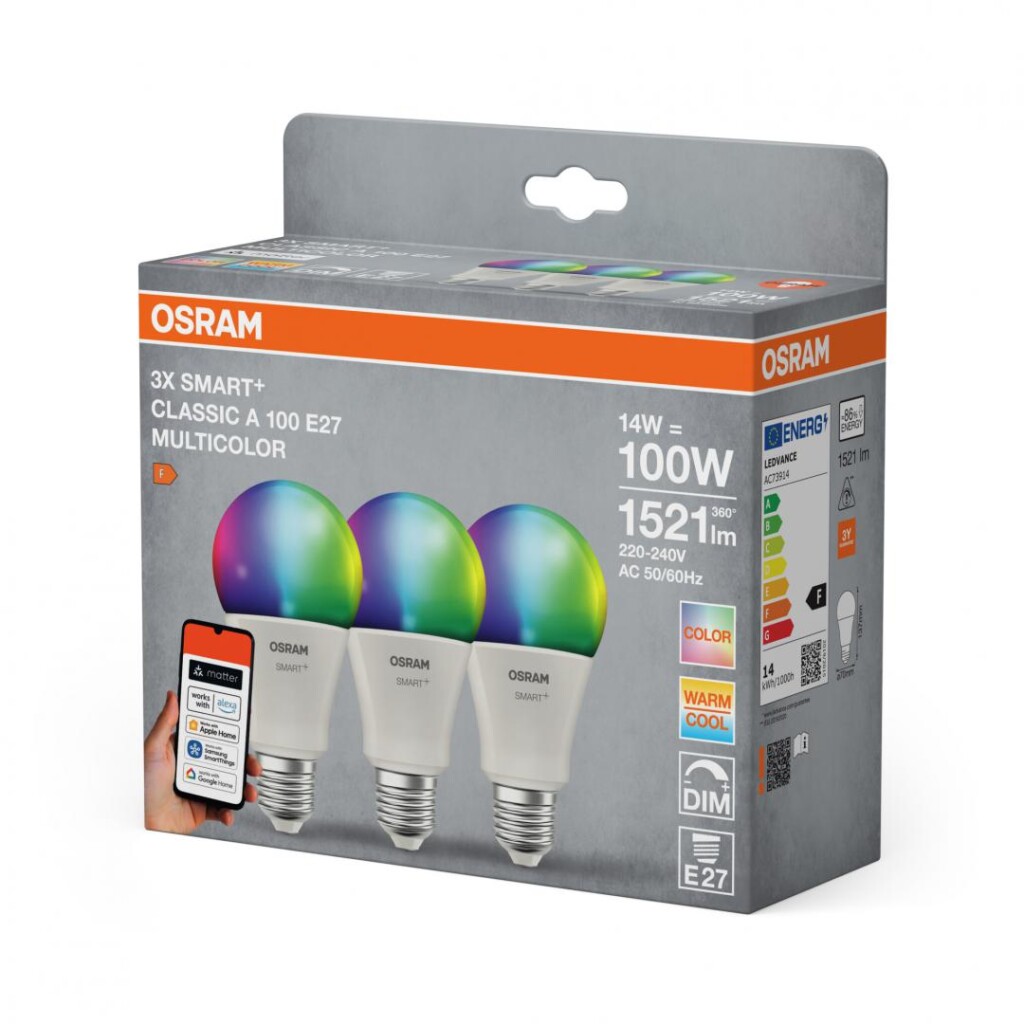 3 Becuri LED RGB inteligente Osram SMART+ Matter over - 000004099854529825 3 Becuri LED RGB inteligente Osram SMART+ Matter over - 000004099854529825