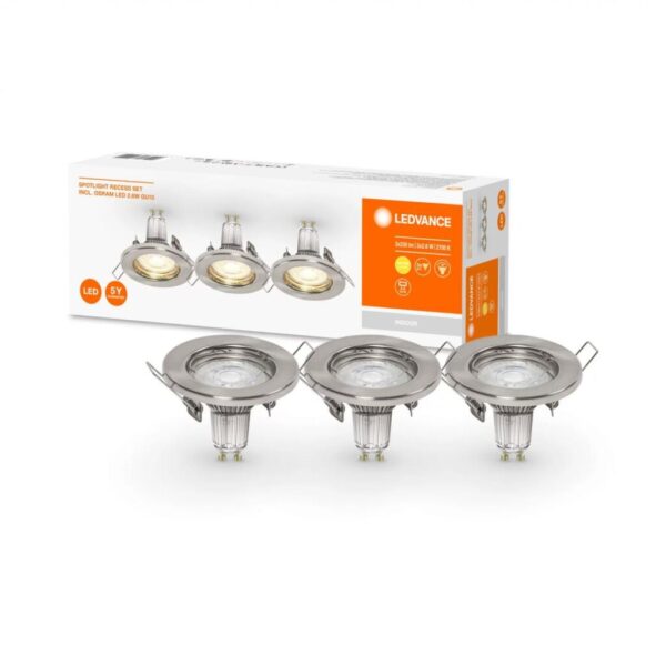 3 Spoturi LED incastrate Ledvance, GU10, 3x2.6W, 3x230 lm - 000004058075611290