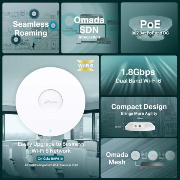 Access point TP-LINK EAP610, AX1800, Dual-Band, WiFi 6