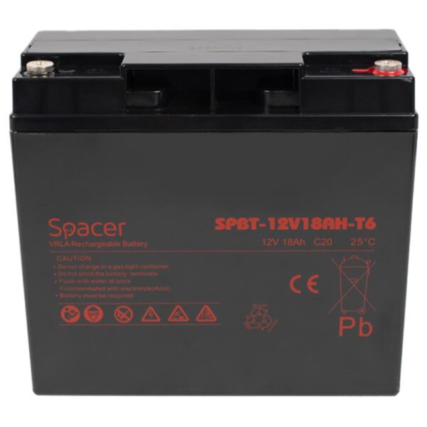 Acumulator UPS SPACER 12V/18Ah, negru - SPBT-12V18AH-T6