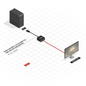 Adaptor Lindy LY-41068, DisplayPort 1.2 to HDMI 2.0 18G Active, negru