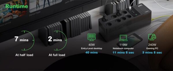 APC Back-UPS, 500VA/300W Floor/Wall Mount, 230V, 8x CEE 7/3 - BE500G2-GR