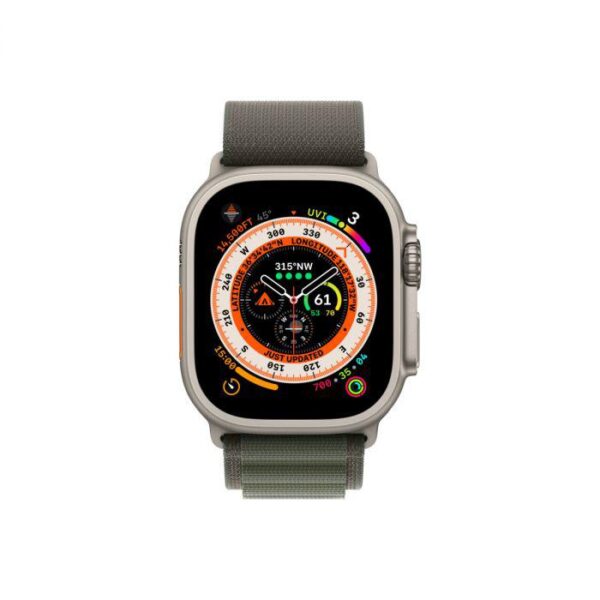 Apple Watch Ultra Cellular, 49mm Titanium Case with Green Alpine Loop - MNHJ3