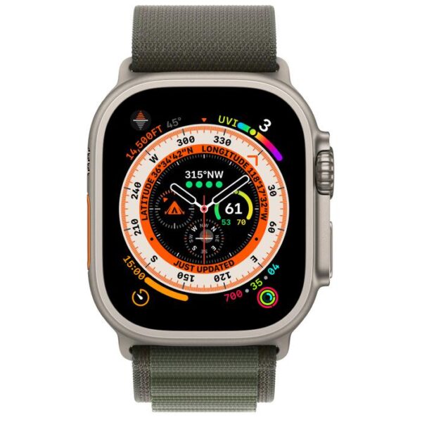 Apple Watch Ultra Cellular, 49mm Titanium Case with Green - MQEX3