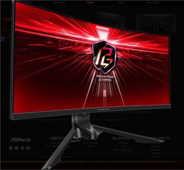 Asrock 34" Curved Gaming Monitor, Rezolutie: WQHD 3440x1440 - PG34WQ15R3A