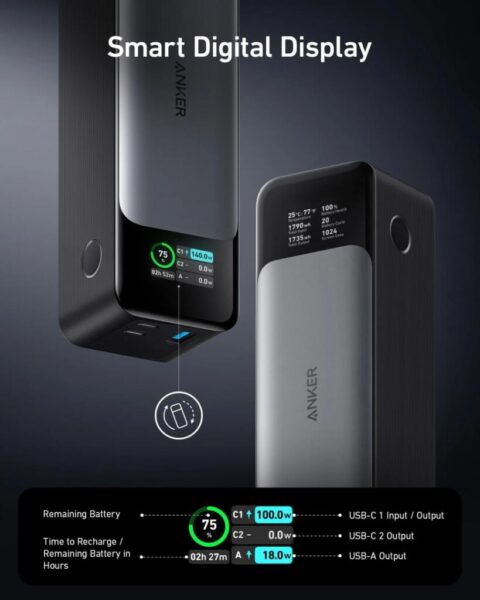 Baterie externa Anker 24000mAh, 140W, 1 x USB, 2 x USB Type-C - A1289011