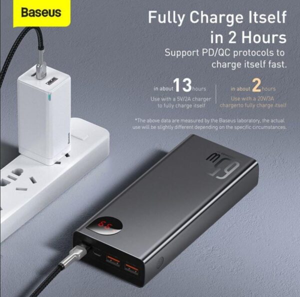 Baterie externa Baseus Adaman Metal, 20000mAh, PD 3.0 + QC 3.0 65W - PPIMDA-D01