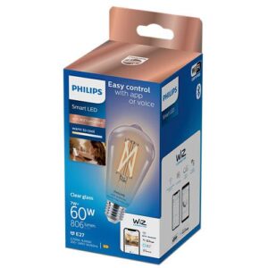 Bec LED inteligent vintage Philips filament transparent, Wi-Fi - 000008719514372245