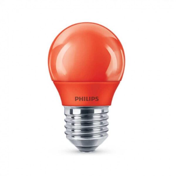 Bec LED Philips COLORED RED P45, E27, 3.1W (25W), lumina rosie - 000008718696748589