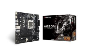 Biostar A620MS. Processor manufacturer: AMD, Processor socket: Socket AM5, Compatible