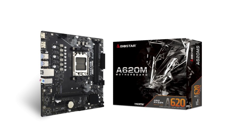 Biostar A620MS. Processor manufacturer: AMD, Processor socket: Socket AM5, Compatible Biostar A620MS. Processor manufacturer: AMD, Processor socket: Socket AM5, Compatible