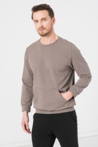 BLUZA COTON CASUAL BARBATI TAUPE-S - PS2122-02-054TUP-S