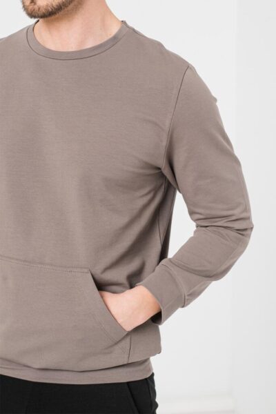 BLUZA COTON CASUAL BARBATI TAUPE-S - PS2122-02-054TUP-S