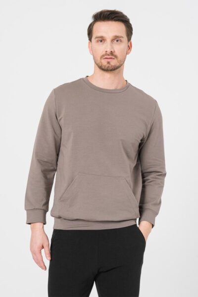 BLUZA COTON CASUAL BARBATI TAUPE-S - PS2122-02-054TUP-S