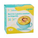 Bol 2 in 1 pentru snackuri si lingurita, blue, U-Grow - A-2504BL