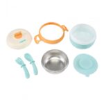 Bol termic, lingurita si furculita, baza antialunecare, blue, U-Grow - UG-235BL