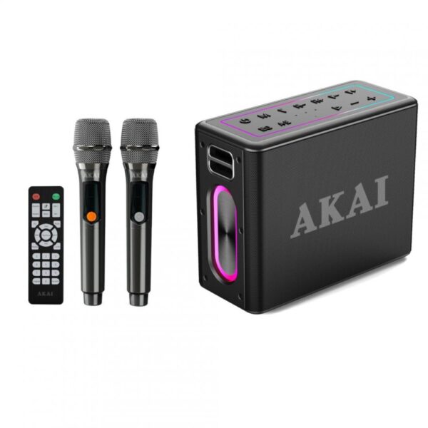 Boxa portabila Akai cu 2 micfrofoane wireless-IPX6-80W - ABTSW-120