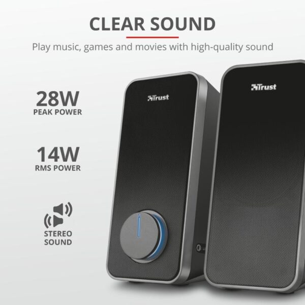 Boxe Stereo Trust Arys 2.0 Speaker Set, 28W, negru - TR-20179