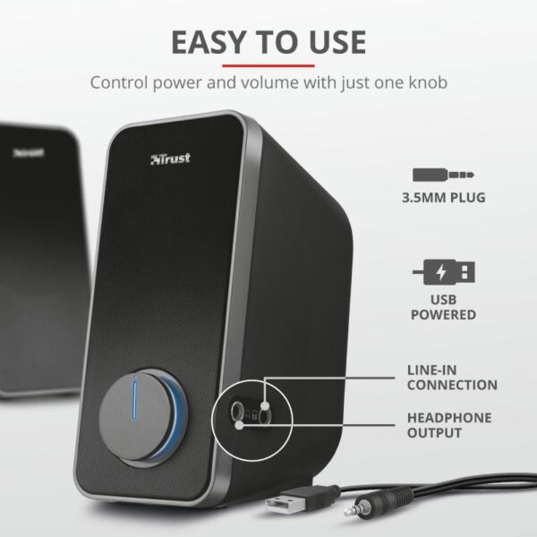 Boxe Stereo Trust Arys 2.0 Speaker Set, 28W, negru - TR-20179