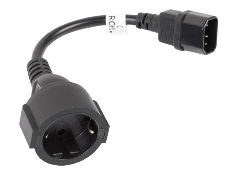 Cablu adaptor IEC 320 C14 Schuko (F) pentru UPS 20 cm negru - CA-C14E-10CC-0018-BK Cablu adaptor IEC 320 C14 Schuko (F) pentru UPS 20 cm negru - CA-C14E-10CC-0018-BK