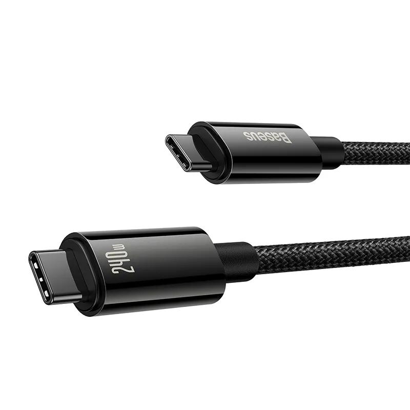 Cablu Baseus Tungsten Gold USB-C 240W 3m Negru - CAWJ040201 Cablu Baseus Tungsten Gold USB-C 240W 3m Negru - CAWJ040201