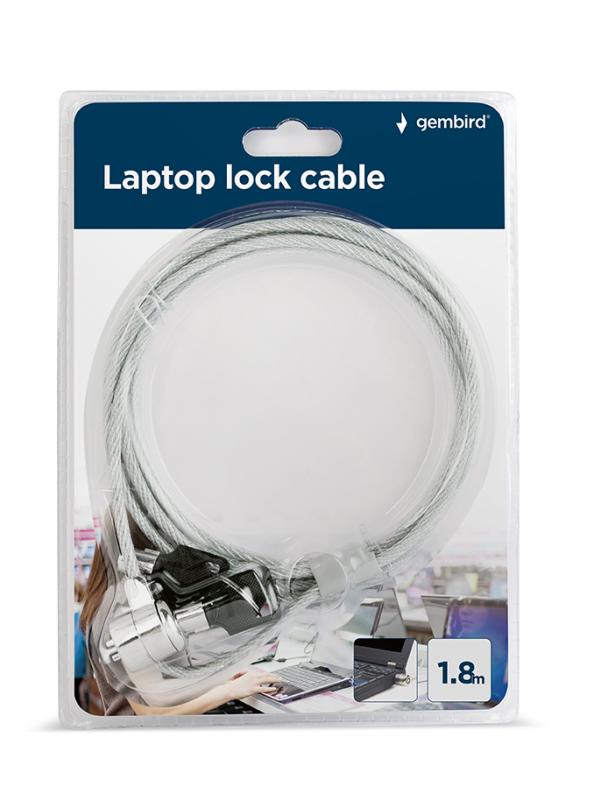 Cablu de securitate Gembird LK-K-01, material: cap din aliaj zinc-01 Cablu de securitate Gembird LK-K-01, material: cap din aliaj zinc - imagine 1