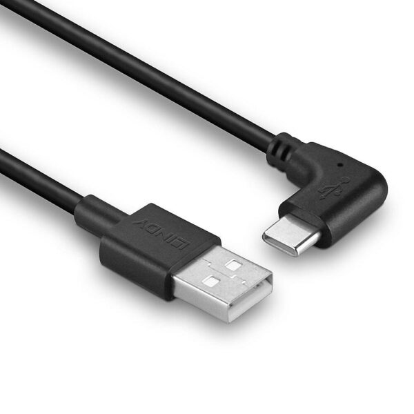 Cablu Lindy USB C 2 90°, lungime 1m, putere maxima 15W - LY-32001