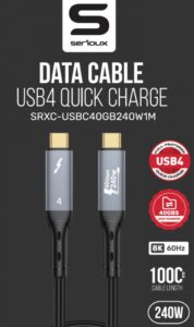 Cablu Serioux USB-C la USB-C, viteza transfer 40Gbs - SRXC-USBC40GB240W1M
