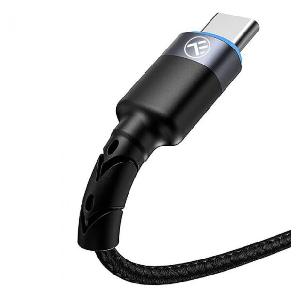 Cablu Tellur USB to Type-C cu LED, 3A, nailon, 1.2m, negru - TLL155363
