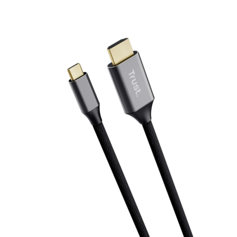 Cablu Trust Calyx USB-C - HDMI, lungime cablu 200 cm, gri-negru - TR-25630 Cablu Trust Calyx USB-C - HDMI, lungime cablu 200 cm, gri-negru - TR-25630