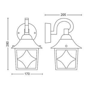 CAMBRIDGE wall lantern BlackBrush 1x60W - 000008718696176801