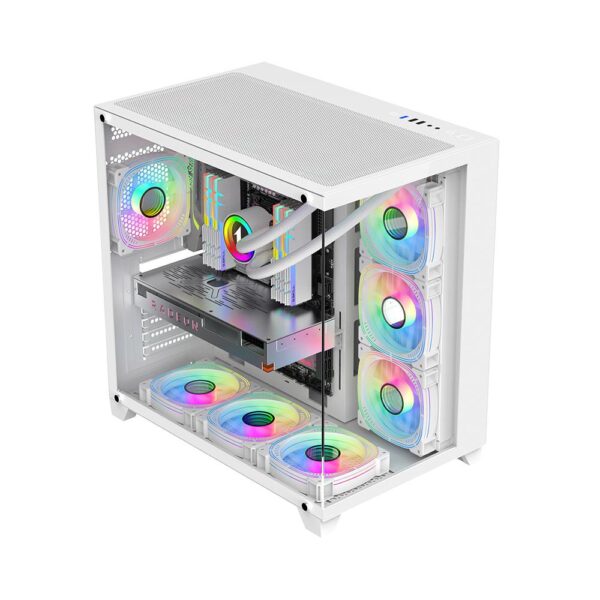 Case MV8 (ATX) WHITE, F&L SIDE PANEL: TEMPERED GLASS - MV8 WHITE