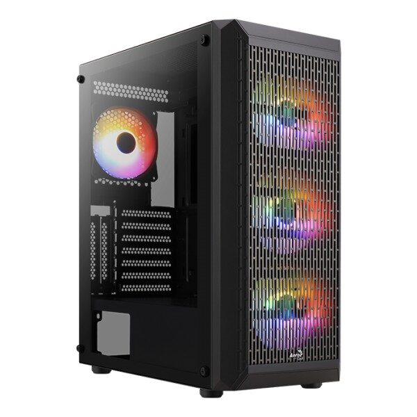 Carcasa Aerocool Beam V2 RGB neagra, SPCC ABS Steel ATX Mid Tower - BEAM-G-BK-V2