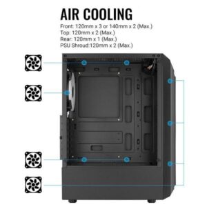 Carcasa Aerocool Bionic neagra, SPCC Steel ATX Mid Tower - BIONIC-G-BK-V2