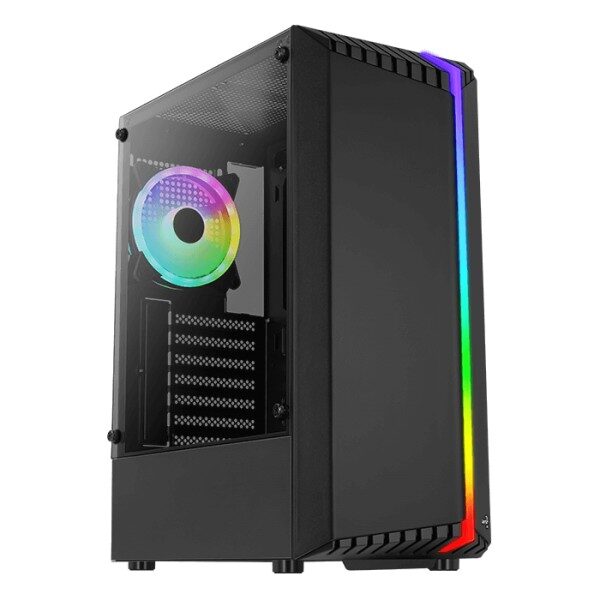 Carcasa Aerocool Bionic neagra, SPCC Steel ATX Mid Tower - BIONIC-G-BK-V2