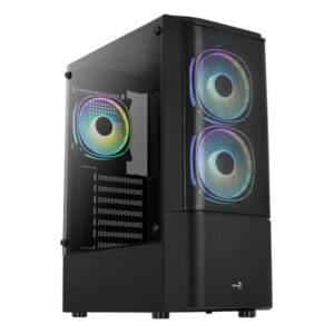 Carcasa Aerocool Quantum Mesh V2 neagra, SPCC Steel ATX Mid Tower - QUANTUM-MESH-G-BK-