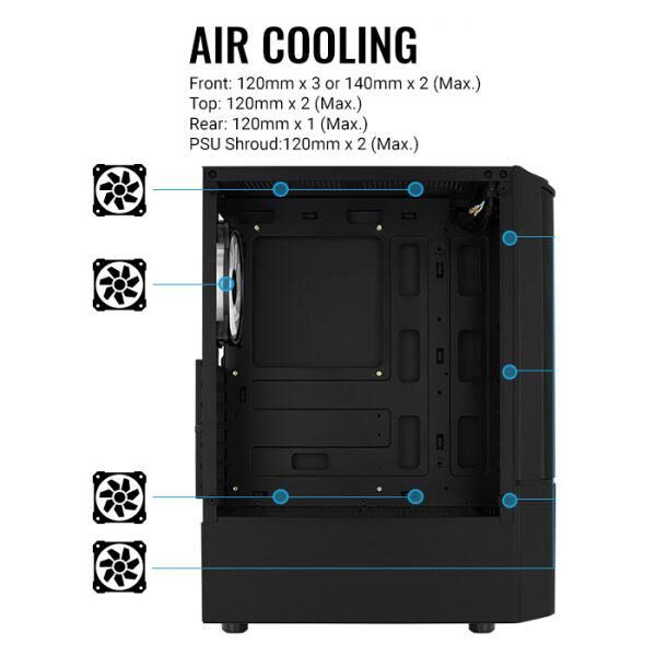 Carcasa Aerocool Quantum Mesh V2 neagra, SPCC Steel ATX Mid Tower - QUANTUM-MESH-G-BK-