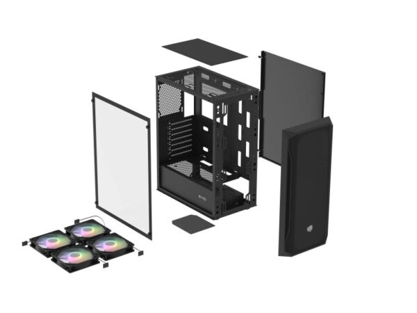 Carcasa FURY SHOBO SH4F Mid Tower RGB NEGRU, Tempered Glass - NFO-2154