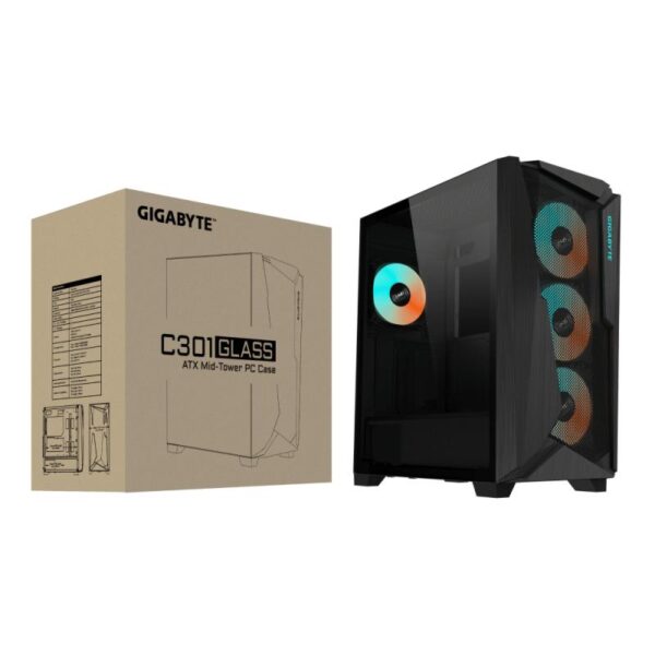 Carcasa GIGABYTE C301 GLASS V2 Mid Tower ARGB NEGRU - C301G V2