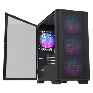 Carcasa Montech AIR 100 ARGB, Micro-ATX Tempered Glass negru - AIR 100 ARGB BK