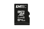 MicroSDXC Emtec, 64GB, Clasa 10 UHS-I, R/W 20/12 MB/s - ECMSDM64GXC10CG