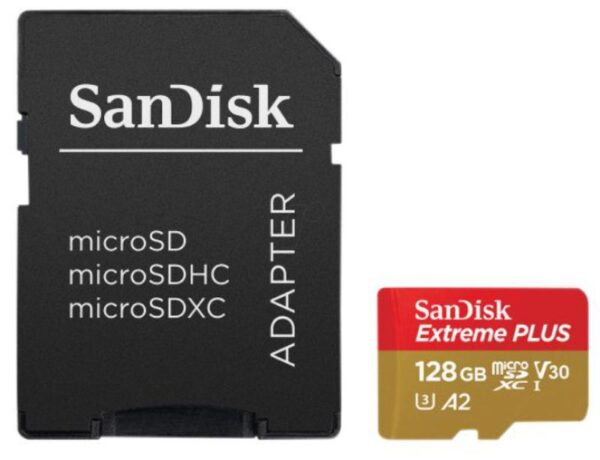 Micro Secure Digital Card SanDisk Extreme PLUS, 128GB, Clasa 10 - SDSQXBD-128G-GN6MA