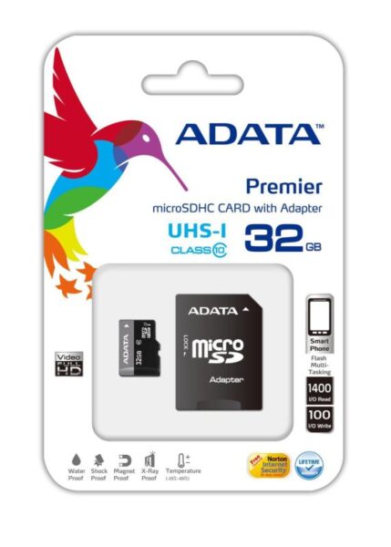 Card de Memorie MicroSD ADATA 32Gb, Adaptor SD, Class 10 - AUSDH32GUICL10-RA1