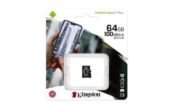 MicroSD Kingston, 64GB, Select Plus, Clasa 10 UHS-I Performance - SDCS2/64GBSP