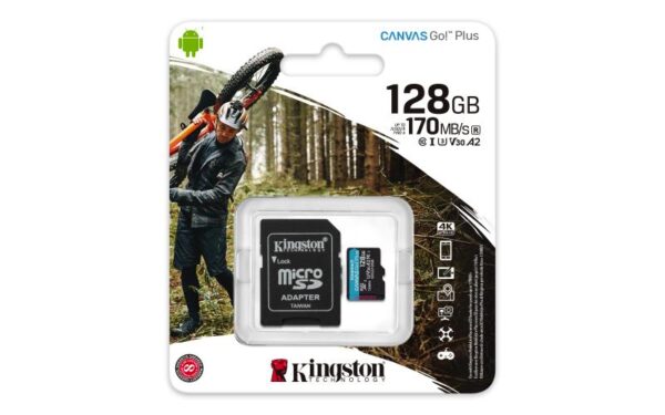 Card de Memorie MicroSD Kingston Canvas GO Plus, 128GB - SDCG3/128GB