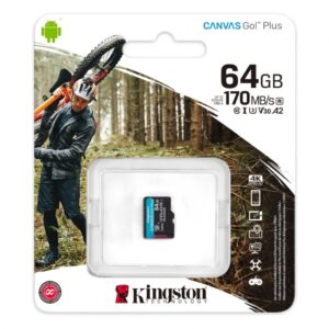 Card de Memorie MicroSD Kingston Canvas GO Plus, 64GB, Adaptor SD - SDCG3/64GB